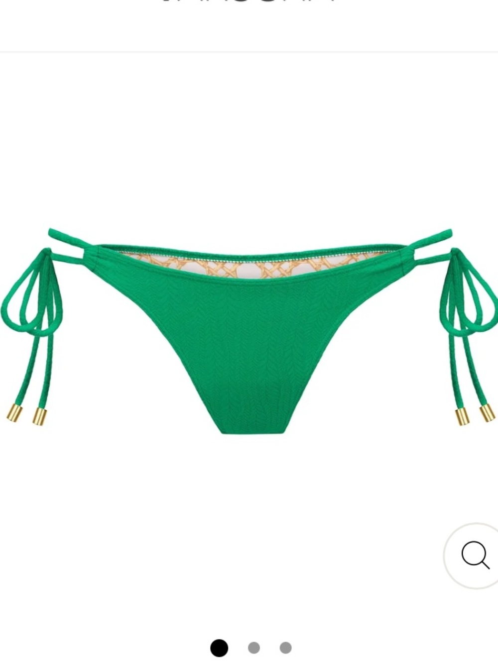 Akosha Jet Set Chevron Side Tie Bikini Bottom Small Emerald Green Ruched Scrunch